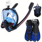 BOKEFA Adult Snorkel Mask & Fins Set - Adjustable Full Face, 180° Panoramic View, Anti-Fog, Leakproof Design with Enhanced Airflow & GoPro Mount, Comfortable Polycarbonate Gear for Men & Women, Snorkeling Gear for Adults