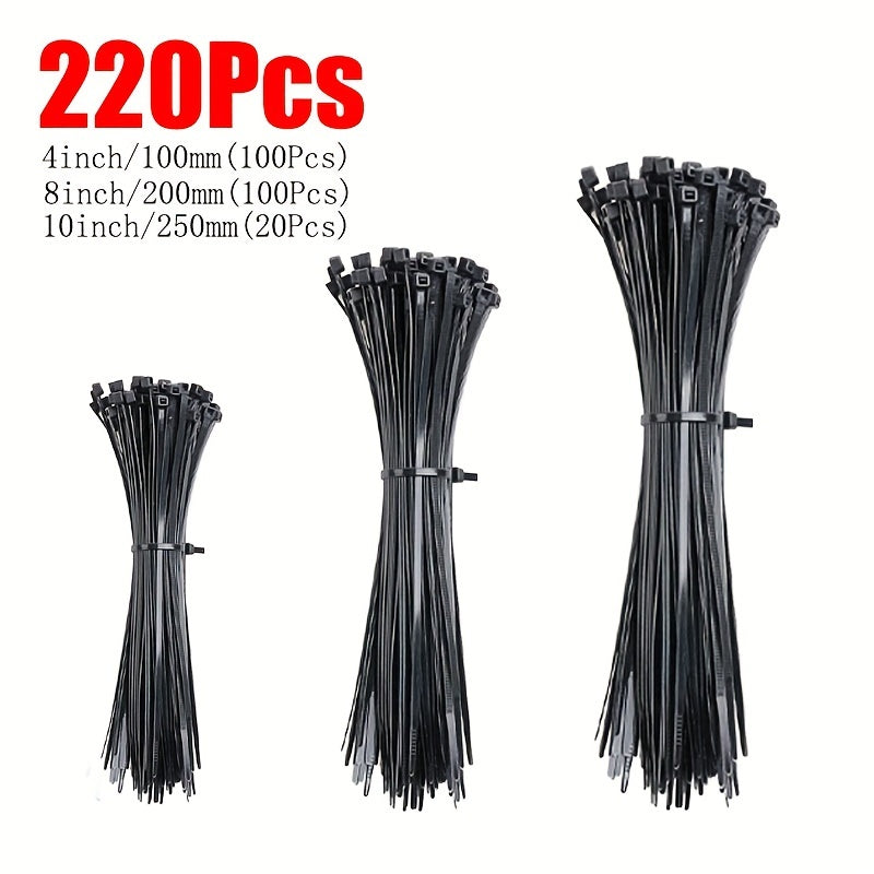 Black/White Cable Zip Ties, 18.14 KG Tensile Strength, Self-Locking Nylon Cord Ties, Indoor/Outdoor Use