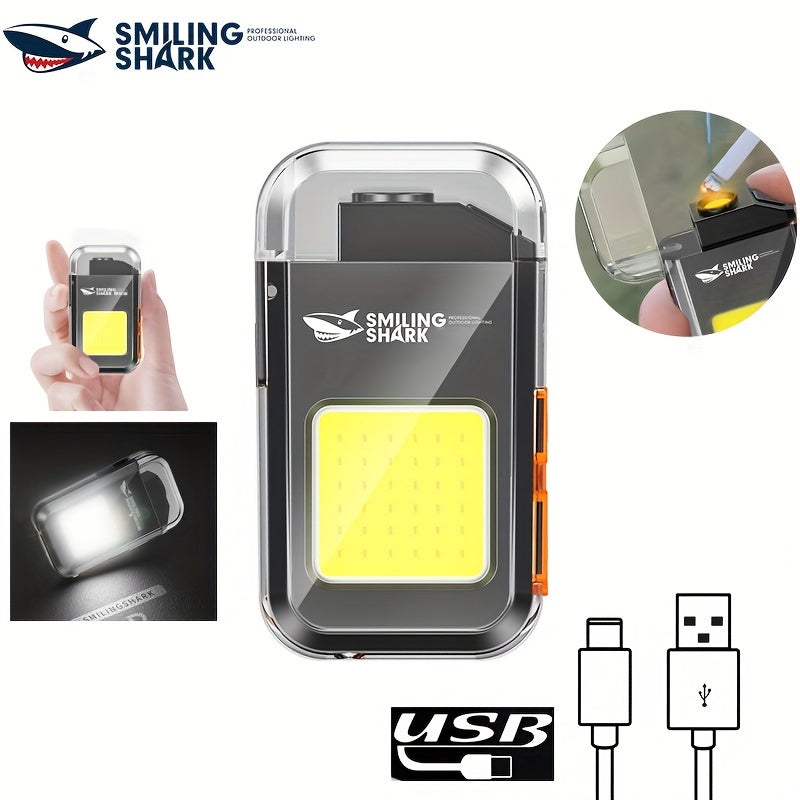 1pc Smiling Shark Rechargeable Electric Heating Wire Lighter - Windproof, Flashlight, Fashionable Design, USB Charging, ABS Material, Suitable for Camping, Hiking, Travel - Universal Use with USB Cable Included, Perfect for C