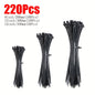 Black/White Cable Zip Ties, 18.14 KG Tensile Strength, Self-Locking Nylon Cord Ties, Indoor/Outdoor Use