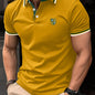 Casual Men's Short Sleeve Golf Shirt With Contrast Trim Design, Comfy Male Shirt For Golf Sports, Gift For Men