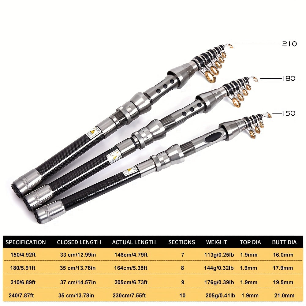 Compact and Powerful Carbon Telescopic Fishing Rod - Perfect for Saltwater Fishing!