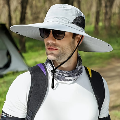 Men's UV-Protective Fisherman Hat, Solid Color Sunshade Cap for Fishing and Mountaineering