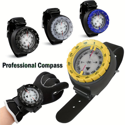 Compass, Professional Waterproof Wrist Compass With TPU Band, Luminous Compass For Outdoor Diving, Sailing, Hiking, Survival Emergency