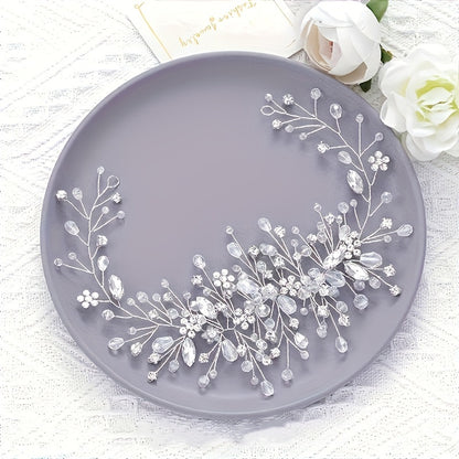 Elegant Bridal Headband with Crystal & Faux Pearl Accents - Hand-Washable, Fashionable Wedding Hair Accessory for Women