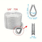 White Polypropylene Dock Line 22.86meter with Thimble - UV Resistant & Floatable Anchor Rope for Boats - Single Pack