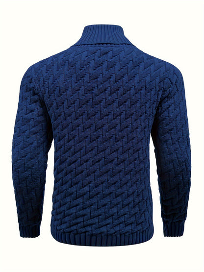 Men'S Casual Commuting Fashion Solid Texture Warm Lapel Sweater