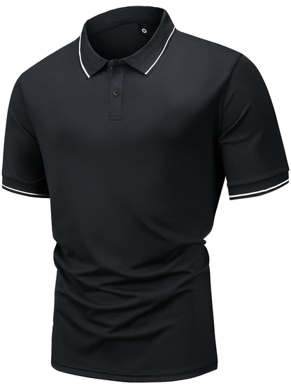6pcs Short Sleeve Men's Fashionable Lapel Golf T-shirt, Suitable for Tennis and Commercial Entertainment, Ideal Gift