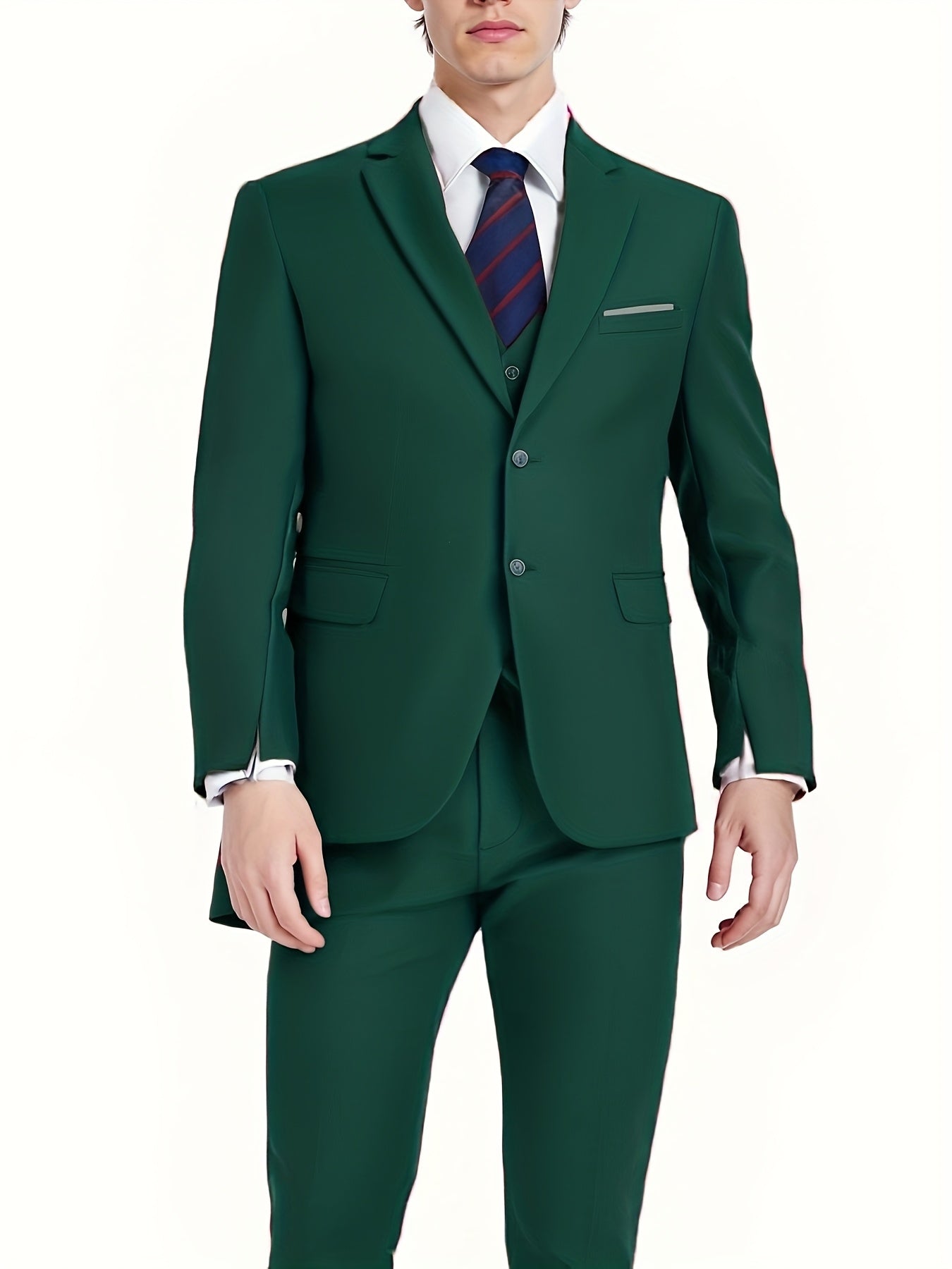 Pyiuhs Men's Suit 3pcs Wedding Party Suits 2 Buttons Slim Fit Tuxedo Set for Men Prom Casual Business for Man Jacket Blazer Vest Pant