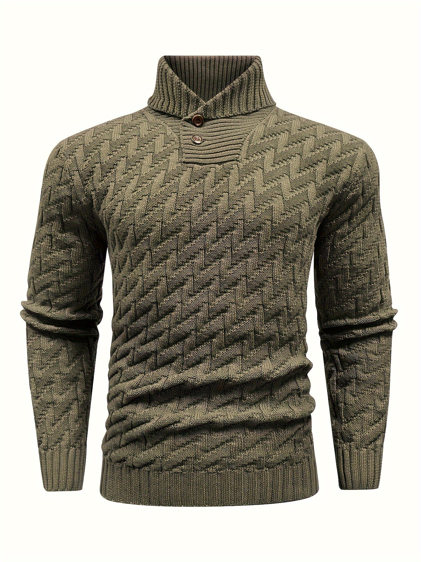 Men'S Casual Commuting Fashion Solid Texture Warm Lapel Sweater