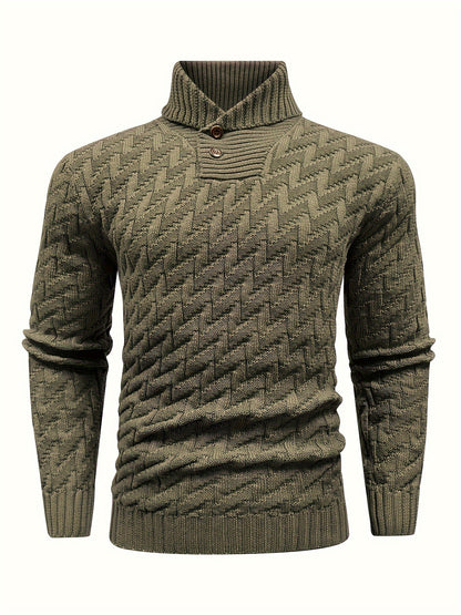 Men'S Casual Commuting Fashion Solid Texture Warm Lapel Sweater