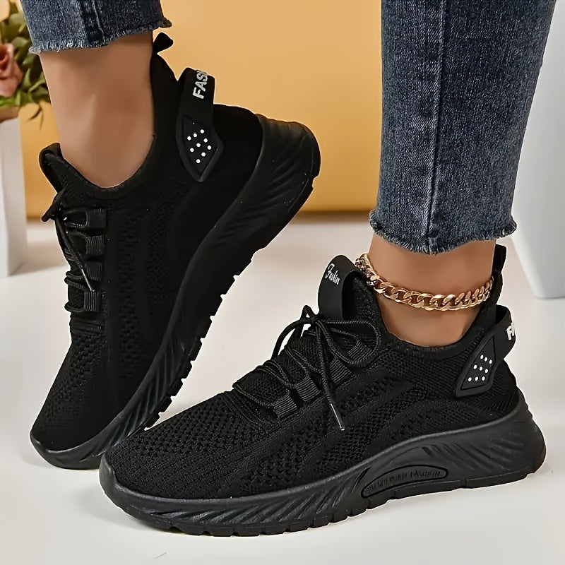 [Popular Choice] Women's Breathable Knit Sneakers, Lace-Up Mesh Sneakers for All Seasons