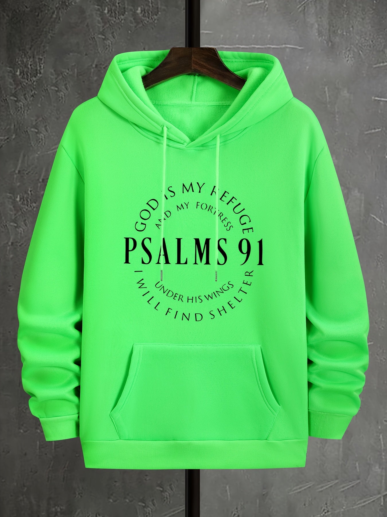 Stylish Psalms 91 Graphic Hoodie - Soft, Comfy, Loose Fit with Kangaroo Pocket, Drawstring, and Trendy Design - Autumn Winter Essential for Men