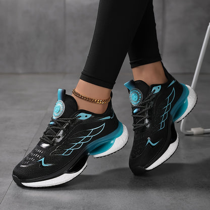Women's Breathable Mesh Platform Sneakers, Casual Lace Up Outdoor Shoes, Comfortable Low Top Running Shoes plus size