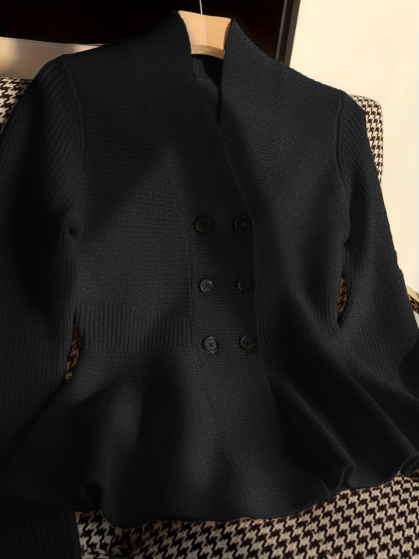 Visually V-Neck Cardigan - Solid Color, Thick Knit, Loose Fit, Warm, Viscose and Polyester Blend, Perfect for Fall/Winter