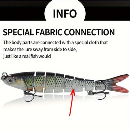 3pcs 10cm/10g Sinking Fishing Lure, Multi-section Bionic Bait With 2 Treble Hooks, ABS Plastic Fishing Bait