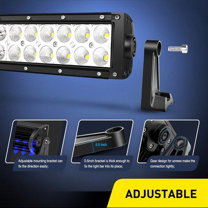 106.68 cm Curved LED Light Bar, Ultra Bright Combo Beam Driving Lights, Off-Road LED Work Lights, 12-24V High Luminance Over 3000 Lumens, with No Battery, for Trucks, Pickups, SUVs, ATVs, UTVs, Boats, 4x4s, Vans, Motor Vehicl