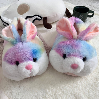 Cozy Bunny Slippers - Plush Indoor/Outdoor Shoes, Cute Gray Rabbit Design with Floppy Ears & Pink Inner Lining, Soft Fabric Upper & Rubber Sole, Perfect for Bedroom or Gift, Outdoor Slippers | Comfortable Slippers | Rubber So