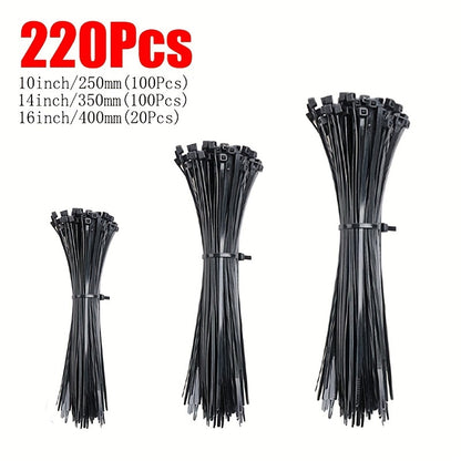 Black/White Cable Zip Ties, 18.14 KG Tensile Strength, Self-Locking Nylon Cord Ties, Indoor/Outdoor Use