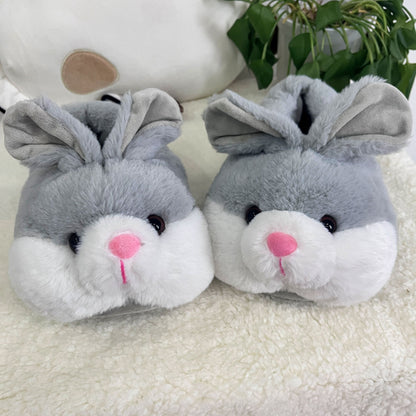 Cozy Bunny Slippers - Plush Indoor/Outdoor Shoes, Cute Gray Rabbit Design with Floppy Ears & Pink Inner Lining, Soft Fabric Upper & Rubber Sole, Perfect for Bedroom or Gift, Outdoor Slippers | Comfortable Slippers | Rubber So