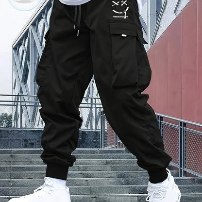 Street Style Men's Casual Non Stretch Footed Cargo Pants With Drawstring For Casual Daily Wear, Spring And Fall
