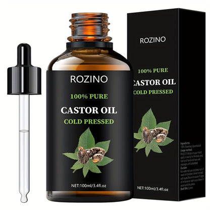 100ml Castor Oil, For Hair Eyelashes And Eyebrows, Castor Oil Cold Pressed Unrefined, Essential Oil For Dry Hair, Skin & Nails Care