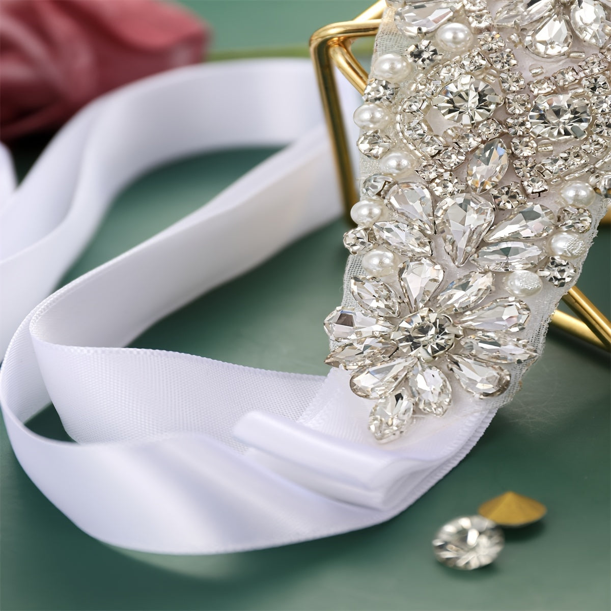 Rhinestone Bridal Belt Wedding Dress Waist Chain Sash Faux Pearl Beaded Belt Handcrafted Wedding Accessories For Bridesmaid