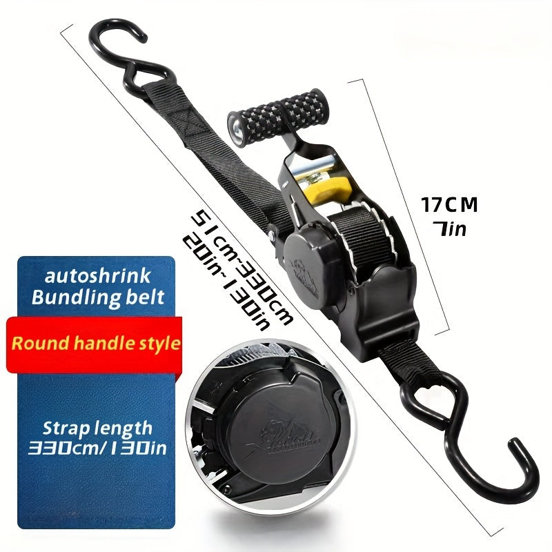 Auto-Lock Retractable Cargo Strap - Durable Steel, Ideal for Motorcycles & Luggage Securement