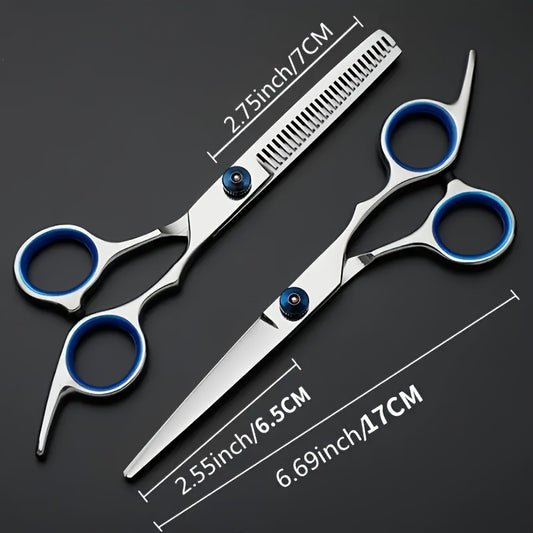 2pcs/set Hair Styling Tools Kit Stainless Steel Hair Cutting Scissor Hair Thinning Scissor Hair Trimming Tools Professional Hair Shears For Barber Salon Home Uses