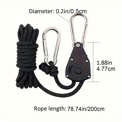 4pcs Heavy Duty Adjustable Camping Ropes with Carabiners - Durable Nylon Tie Downs for Tents, Canopies & Tarps