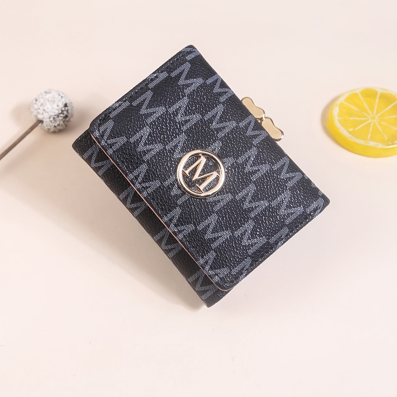 "Mother's Day Gift for Mom - Designer Monogram Tri-Fold Wallet w/ 12 Card Slots & Heart-Shaped Clasp | Vegan Faux Leather Compact Credit Card Holder, Stylish Women's Wallet (Perfect Gift for Her - Birthday, Anniversary & Moth