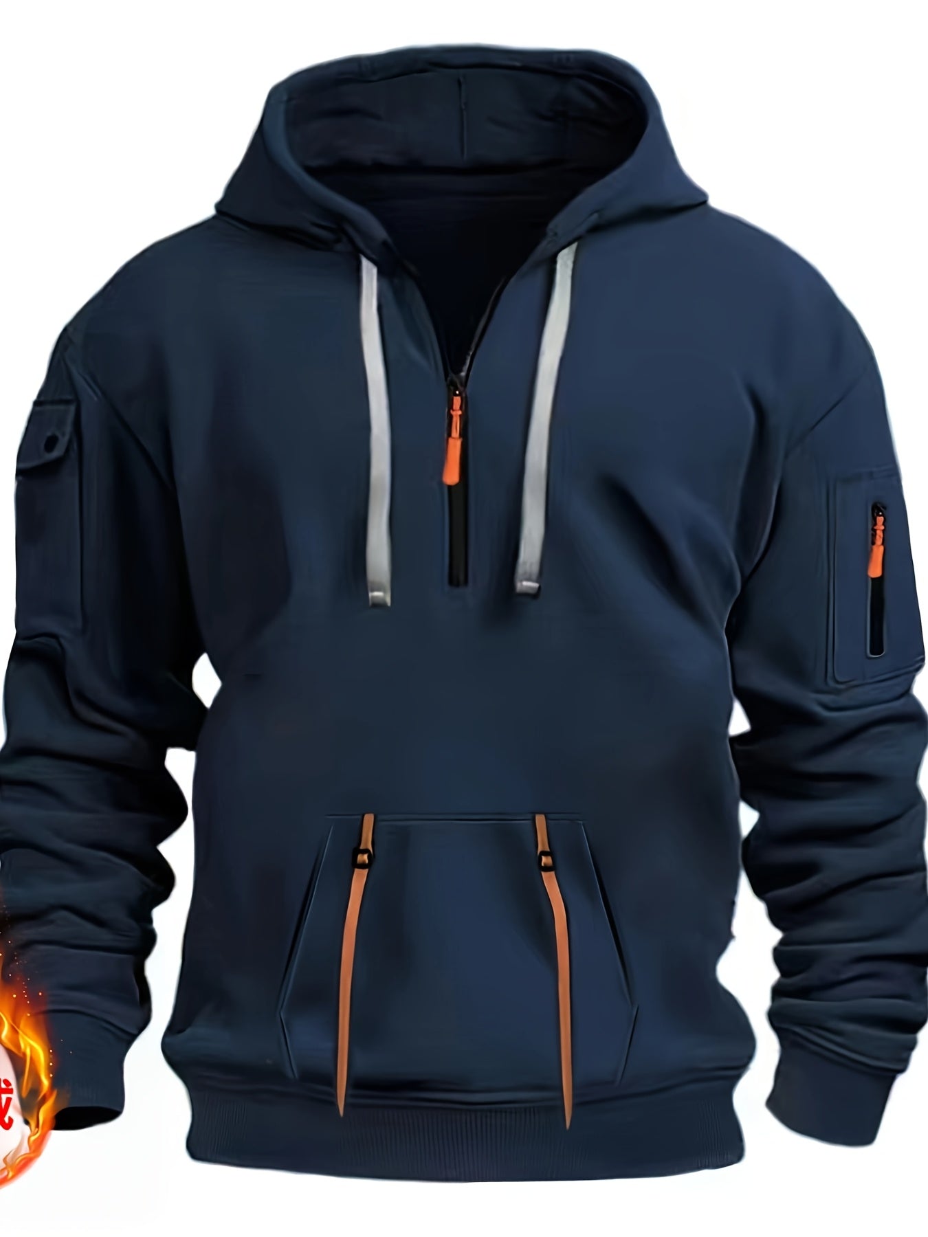 Men's Casual Sweatshirt with Multiple Zippers and Arm Pockets 2024 Cross-border Spring/Autumn Hoodie Large Size