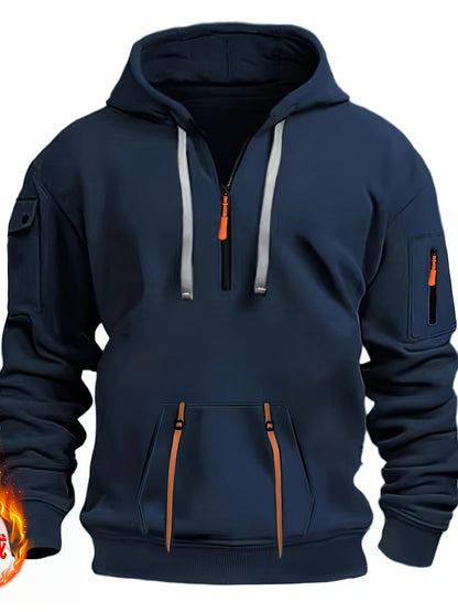 Men's Casual Sweatshirt with Multiple Zippers and Arm Pockets 2024 Cross-border Spring/Autumn Hoodie Large Size