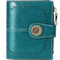 Women's Genuine Leather Short Wallet Card Holder, RFID Anti-theft Brush Coin Bag, Large Capacity Women's Credit Card Wallet with 18 Card Slots, 1 Coin Bag and 2 Cash Slots, Safely Store Cards and Cash, Fashionable and Elegant