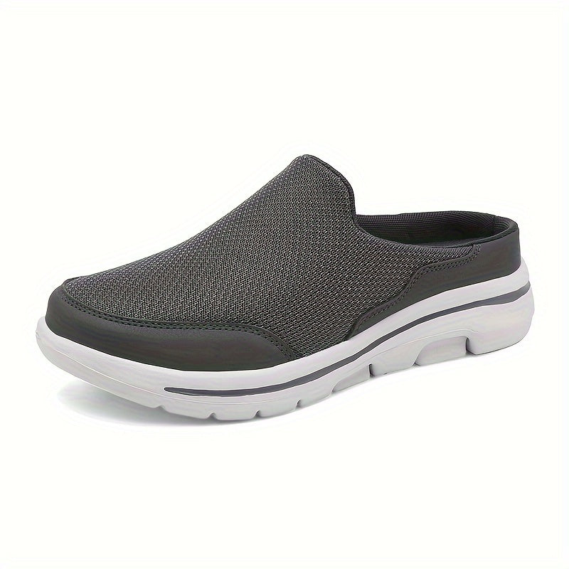 Men's Slip-On Footwear - Breathable & Comfortable with Non-Slip MD Sole, Closed Toe Design for Casual Attire, Dark Gray & Black, Stylish Streetwear