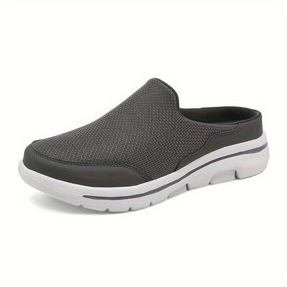 Men's Slip-On Footwear - Breathable & Comfortable with Non-Slip MD Sole, Closed Toe Design for Casual Attire, Dark Gray & Black, Stylish Streetwear