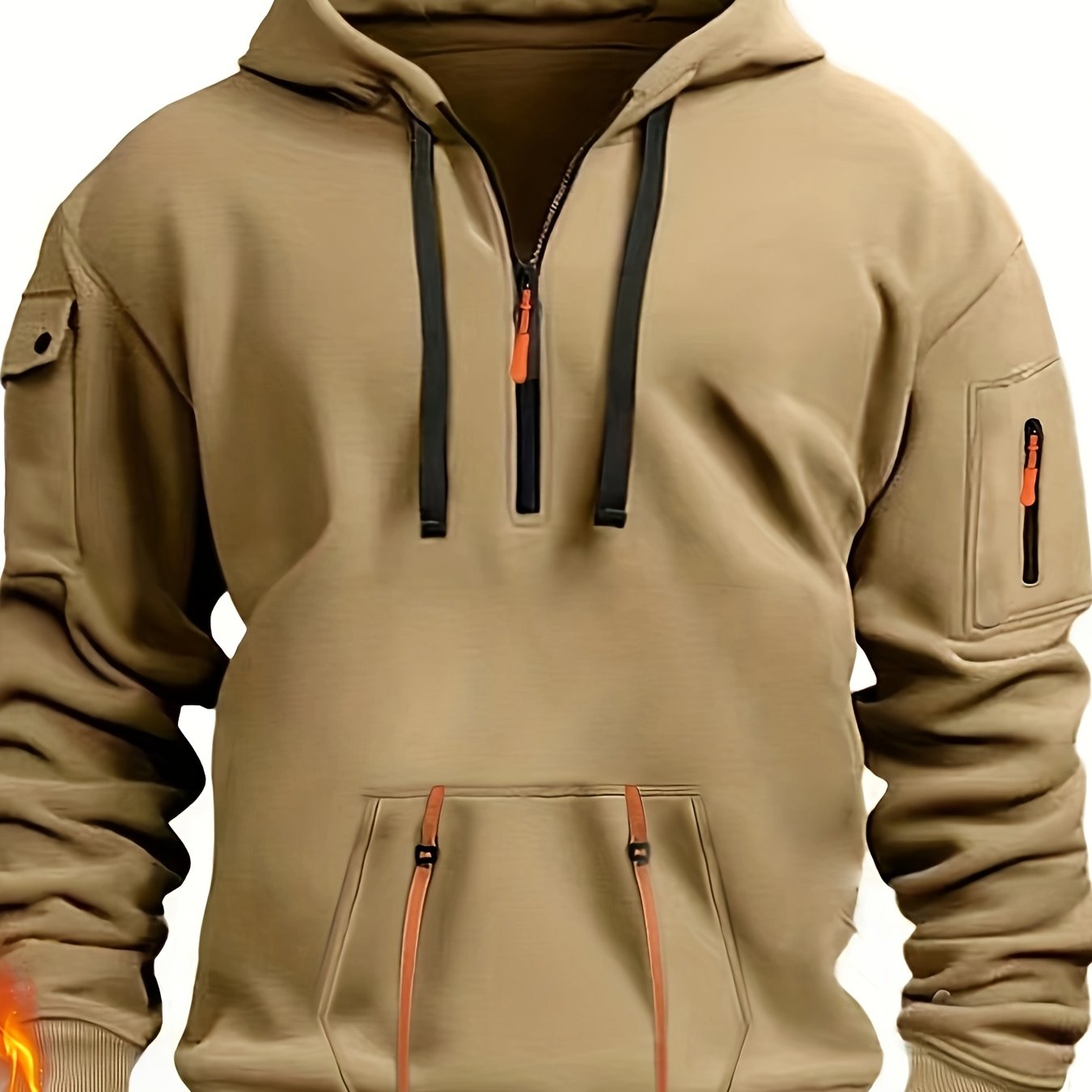 Men's Casual Sweatshirt with Multiple Zippers and Arm Pockets 2024 Cross-border Spring/Autumn Hoodie Large Size