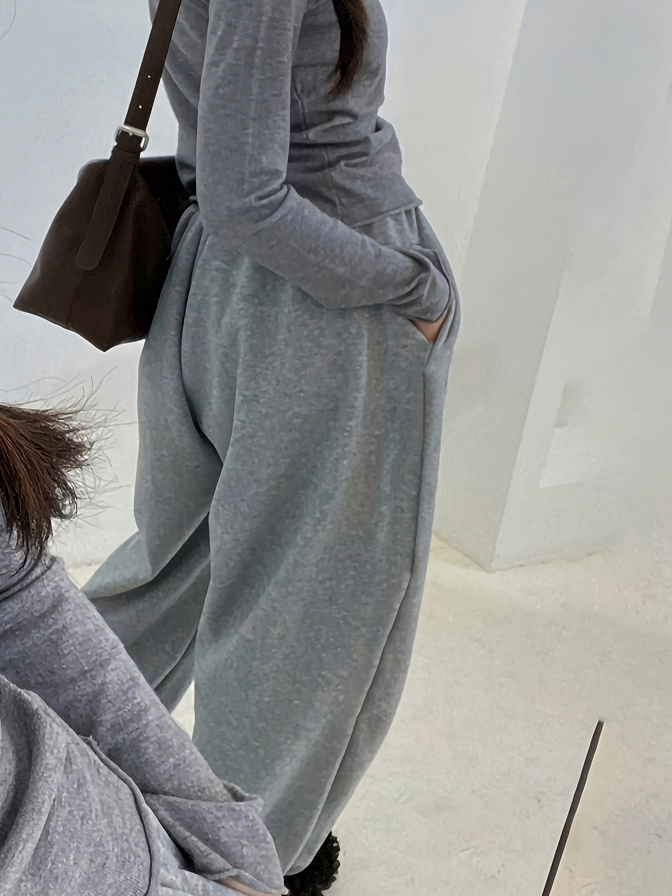 Women's Ultra-Comfy Drawstring Joggers - Casual, Loose Fit, Polyester Sweatpants in Light Gray, Machine Washable, Perfect for All Seasons