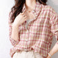 Plaid Pattern Button Front Shirt, Elegant Long Sleeve Lapel Collar Shirt, Women's Clothing