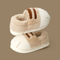 Winter Cartoon Cat Paw Style Women's Slippers for Home Warmth Men's Plush Flat Shoes