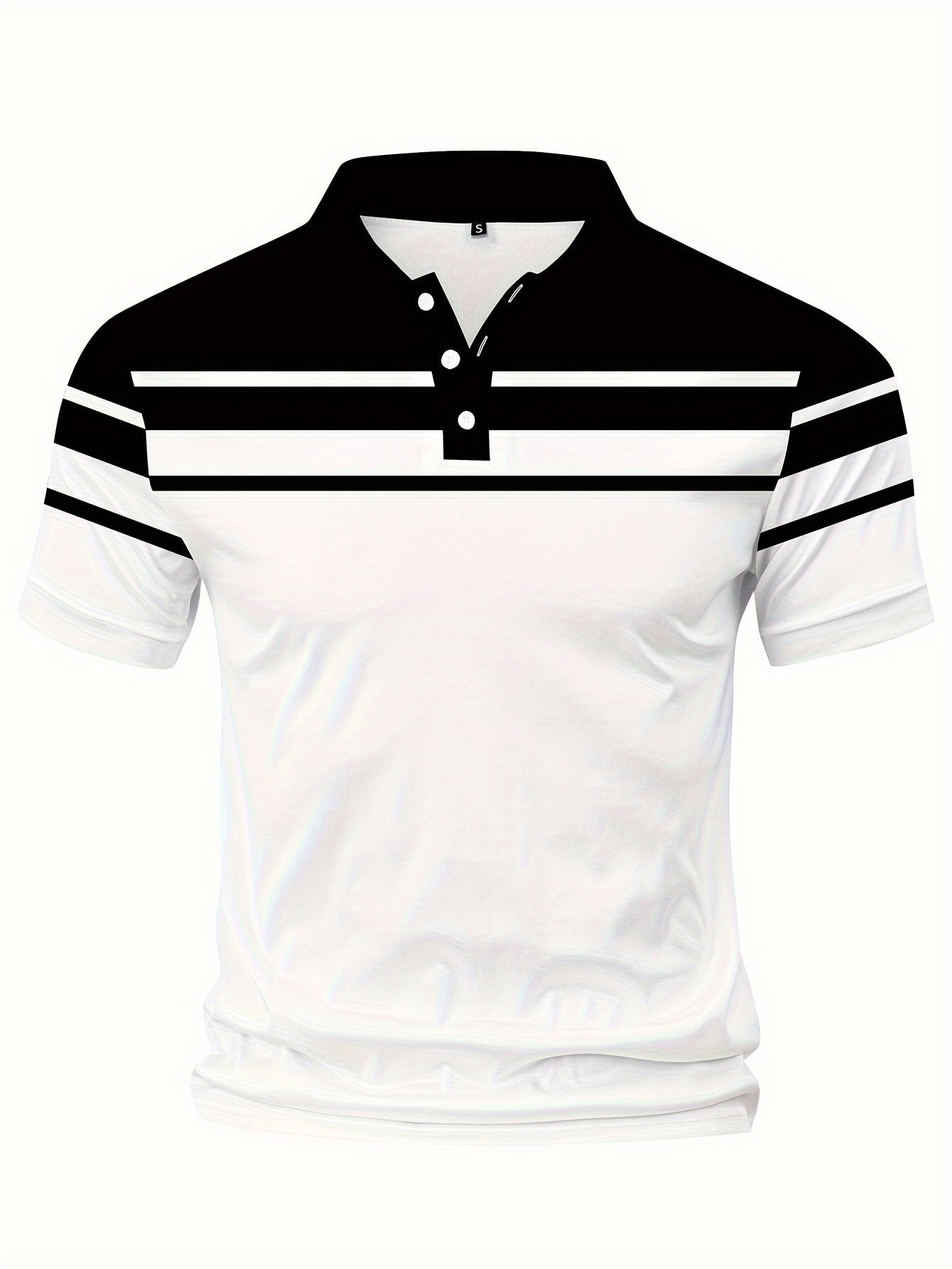 Men's Stripes Color Blocking Print Summer Short Sleeve Lapel T-shirt, Casual Comfy Sports Top As Gift