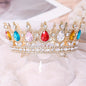 1pc Baroque Style Round Crown Princess Queen's Round Crown Bridal Wedding Birthday Hair Accessories, Retro Style
