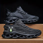 Men's Shock Absorption Blade Type Shoes, Breathable Lace Up Non-Slip Shoes For Jogging Walking