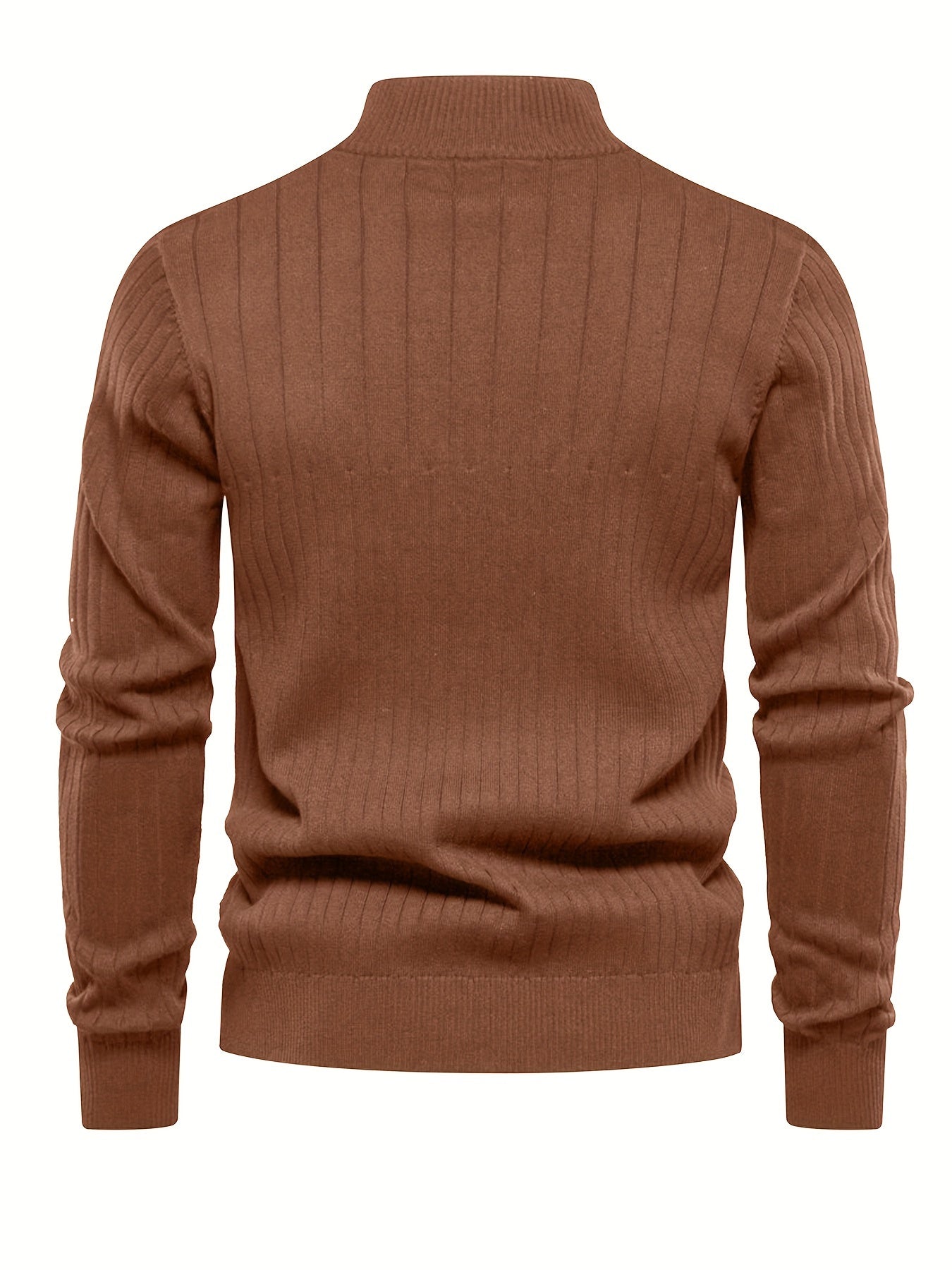 Men's Navy Blue Half-Zip Stand Collar Sweatshirt - Stretch Blend, Ribbed Texture, Long Sleeve - Ideal for Fishing & Walking in Fall/Winter
