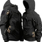 Men's Outdoor Zip Up Softshell Jacket With Pockets, Waterproof, Scratch Resistant And Warm Hooded Jacket For Outdoors