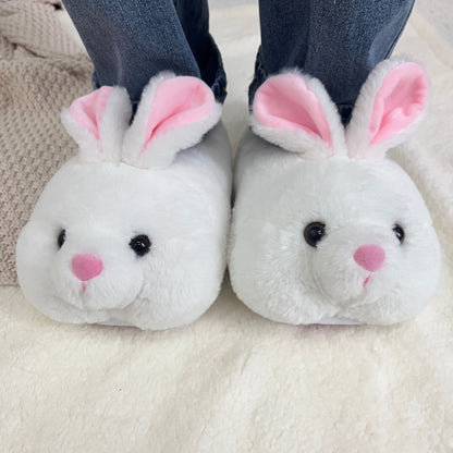 Cozy Bunny Slippers - Plush Indoor/Outdoor Shoes, Cute Gray Rabbit Design with Floppy Ears & Pink Inner Lining, Soft Fabric Upper & Rubber Sole, Perfect for Bedroom or Gift, Outdoor Slippers | Comfortable Slippers | Rubber So