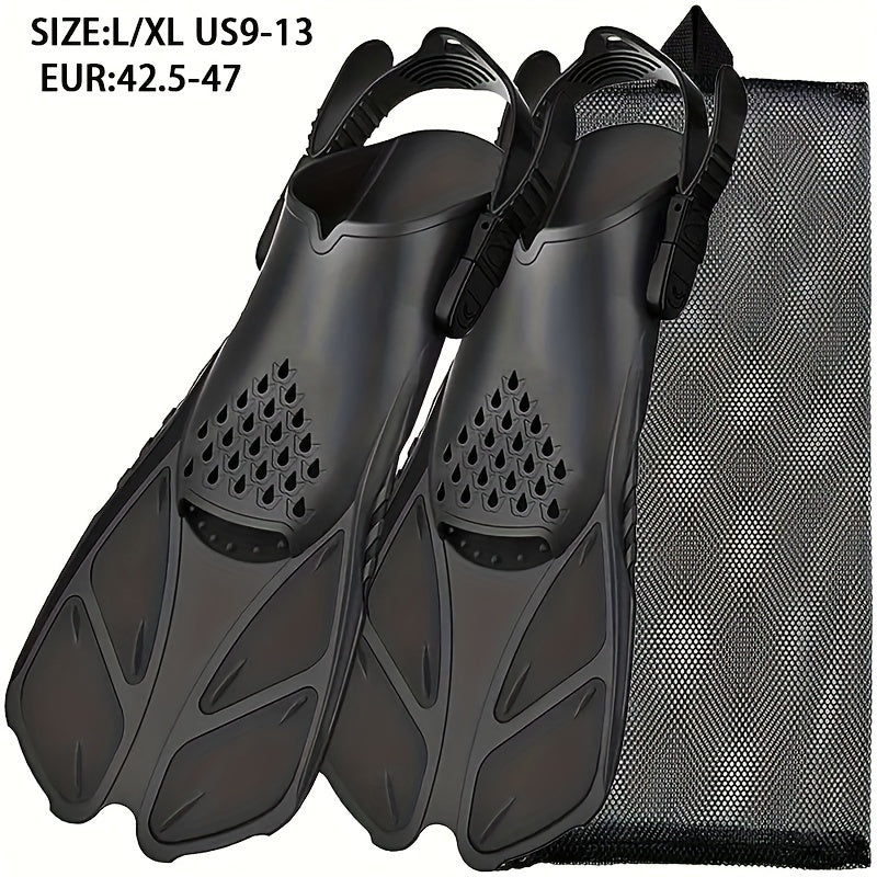 [Popular Choice] Qingsong Adjustable Snorkeling Fins with Buckles, Open Heel Design, Short Travel Swim Fins for Adults - Men and Women, Black