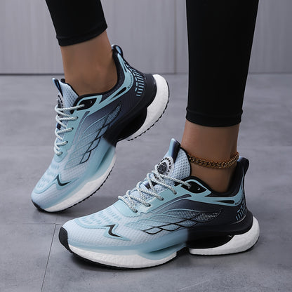 Women's Breathable Mesh Platform Sneakers, Casual Lace Up Outdoor Shoes, Comfortable Low Top Running Shoes plus size
