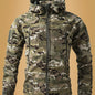 Men's Camouflage Print Softshell Jacket, Multi-Pocket Hooded Coat, Windproof Outdoor Jacket For Hiking And Camping