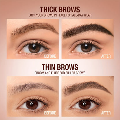 24-hour Waterproof O.TWO.O Eyebrow Cream and Wax - Natural, Long-lasting, Ultra Thin Slanted Brush for Precise Application, Concealer, and Shaping - Suitable for All Skin Types